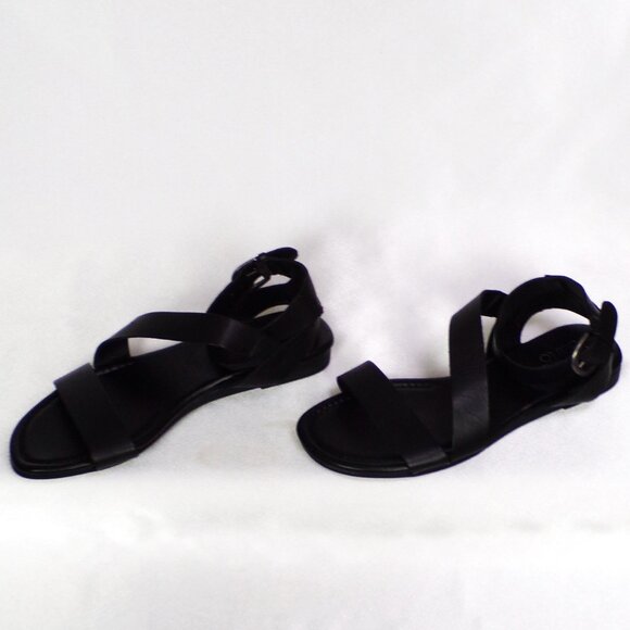 FRANCO SARTO size7M GUSTAR black flat-heel sandals leather uppers bal. synth. - Picture 4 of 16